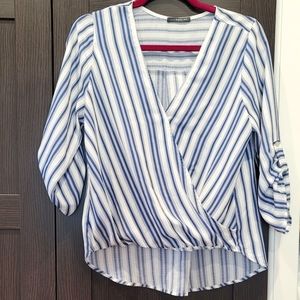 West Kei High Low Striped Blouse